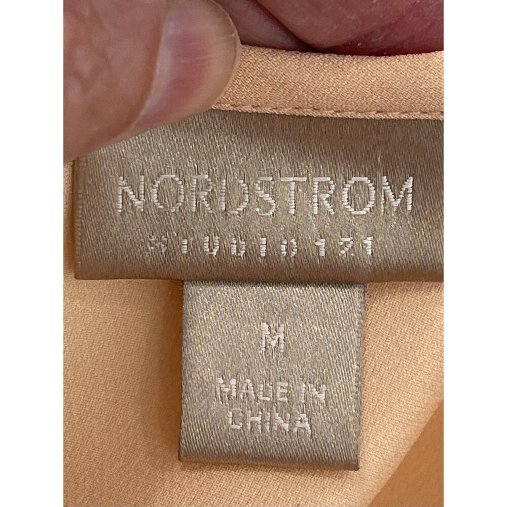 NWOT Nordstrom 100% Silk Luxury Peach Professional Career Top Blouse Medium - Picture 6 of 7